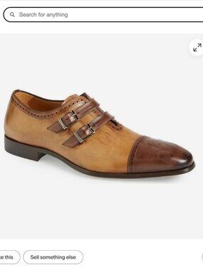 Mezlan Custom Two-Tone Leather Double Monk Strap Shoes - Men's Size 9